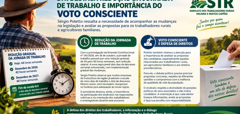 STR destaca redução da jornada de trabalho e importância do voto consciente