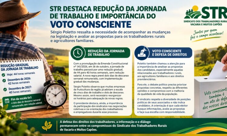 STR destaca redução da jornada de trabalho e importância do voto consciente